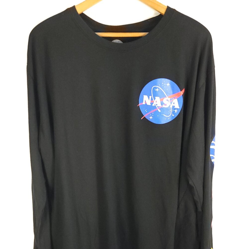 NASA Mushroom Graphic T-Shirt Men's 3XL Black Groovy Psychedelic Long Sleeve